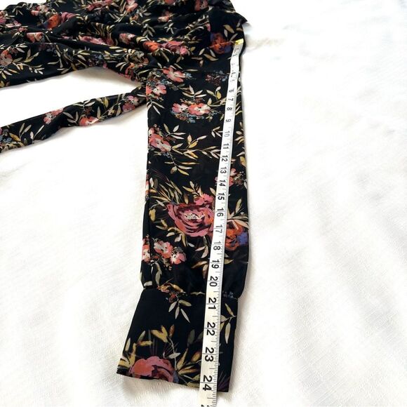 Rachel Rachel Roy Tie Neck Black Chiffon Sheer Sleeve Floral Mini Dress Size 4 - Picture 9 of 16